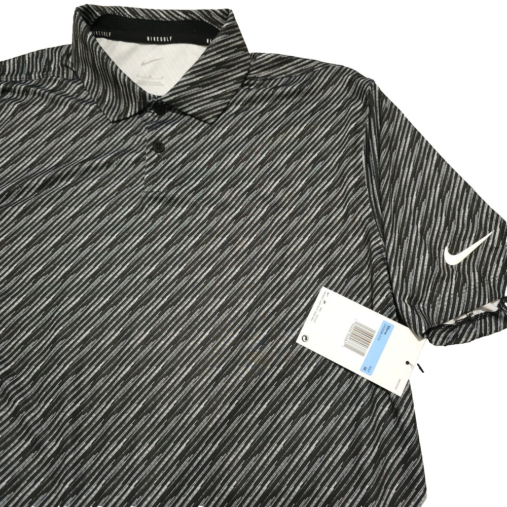 Nike Dri-Fit Vapor Dash Black White Stripe Polo Golf Shirt Men Medium DX6688-010